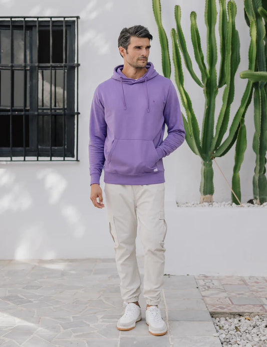 CELOPMAN Purple Kangaroo Pocket Hoodie FLEECE inside