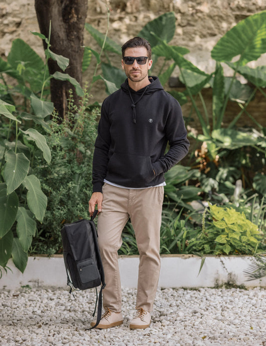 CELOPMAN Black Minimalist Hoodie.